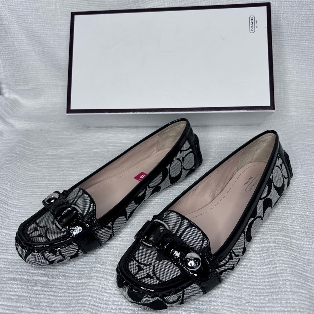 Coach Black Signature Jacquard Driving Loafers